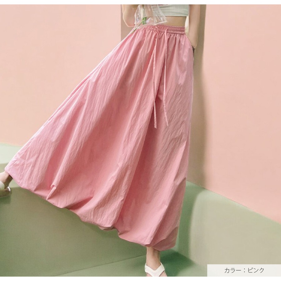 ボトムス バルーンスカート チュチュスカート 裾ボリューム シャーリング ウエストゴム 裾ゴム Aライン フレア 光漏れ防止 JOCOSA 9146
