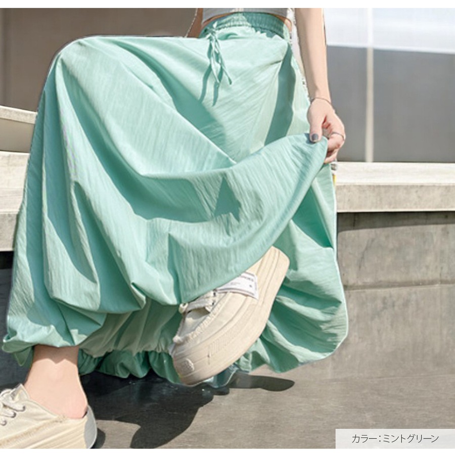 ボトムス バルーンスカート チュチュスカート 裾ボリューム シャーリング ウエストゴム 裾ゴム Aライン フレア 光漏れ防止 JOCOSA 9146