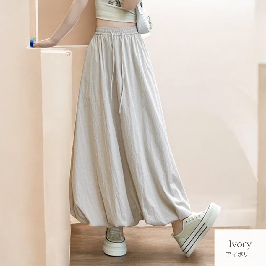 ボトムス バルーンスカート チュチュスカート 裾ボリューム シャーリング ウエストゴム 裾ゴム Aライン フレア 光漏れ防止 JOCOSA 9146