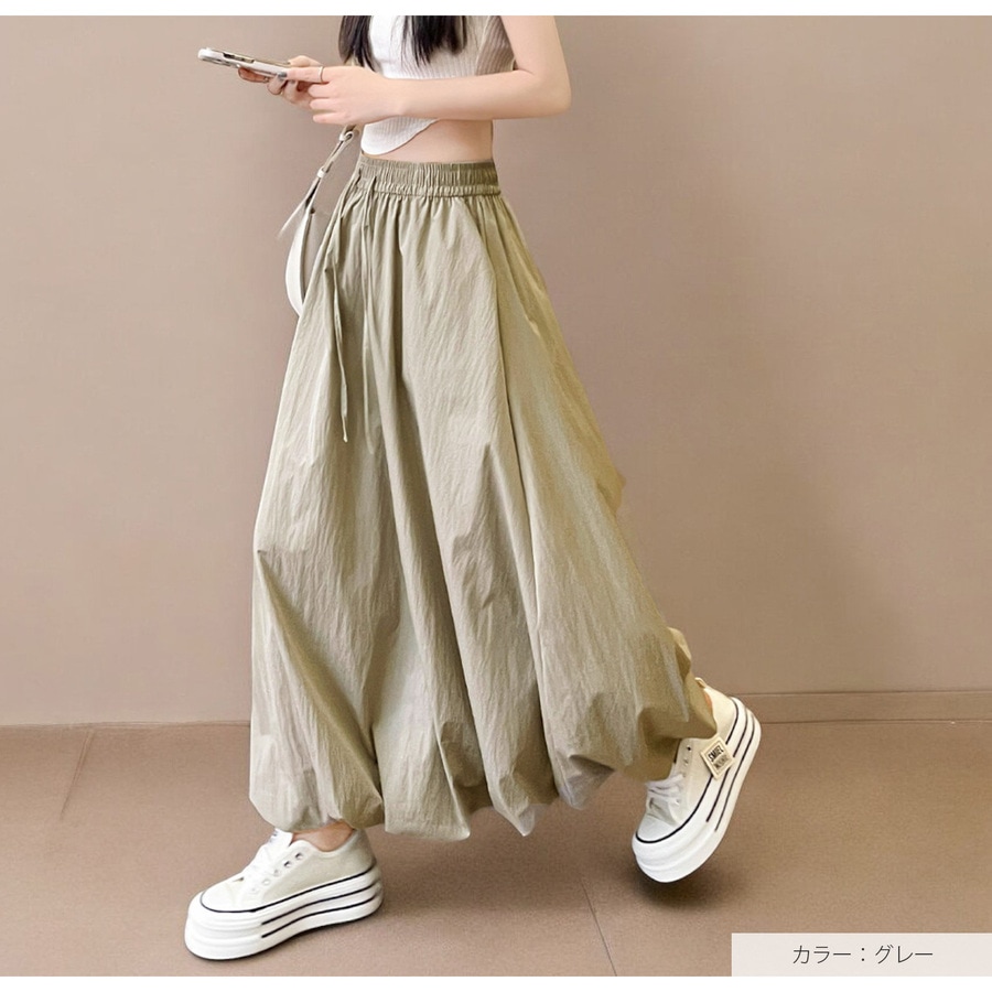 ボトムス バルーンスカート チュチュスカート 裾ボリューム シャーリング ウエストゴム 裾ゴム Aライン フレア 光漏れ防止 JOCOSA 9146