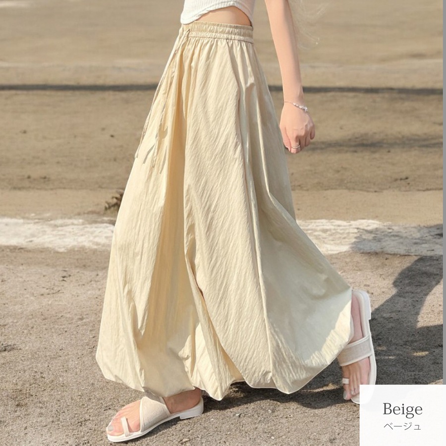 ボトムス バルーンスカート チュチュスカート 裾ボリューム シャーリング ウエストゴム 裾ゴム Aライン フレア 光漏れ防止 JOCOSA 9146