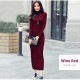 ニットワンピース レディース 春夏秋冬 新作 タートルネック ハイネック ロング マキシ 長袖 タイト 無地 リブ シンプル セクシー 大人 可愛い 韓国風 韓流 ワインレッド ブラック 黒 SML JOCOSA 8852 送料無料 即納