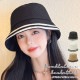 バケットハット 帽子 ライン 格子柄 レディース 春 秋 新作 ブラック ベージュ アイボリー フリーサイズ JOCOSA 9439