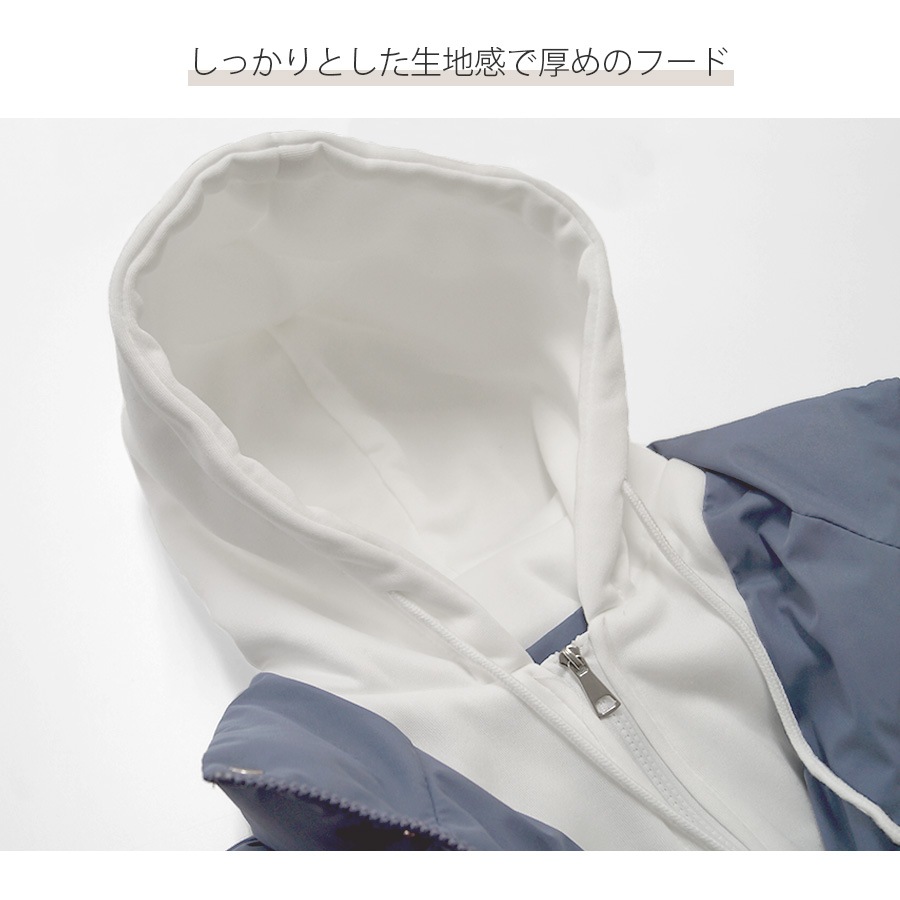重ね着風 ダウン ジャケット フード アウター 長袖 ポケット レイヤード風 秋 冬 レディース 新作 ブラック オフホワイト ピンク アイスブルー XS S M L JOCOSA 8373