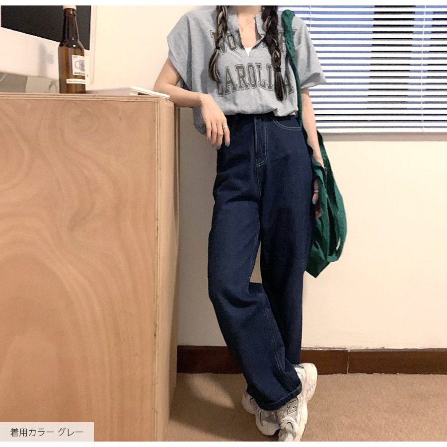 ロゴ ショート丈トップス キャミソール一体型 Tシャツ フレンチスリーブ キャミソール カットソー 秋 夏 春 スリットネック セクシー ストリート ギャル カジュアル スポーティ 韓国ファッション レディース ホワイト グレー ブルー M L JOCOSA 7147