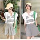 ロゴ ショート丈トップス キャミソール一体型 Tシャツ フレンチスリーブ キャミソール カットソー 秋 夏 春 スリットネック セクシー ストリート ギャル カジュアル スポーティ 韓国ファッション レディース ホワイト グレー ブルー M L JOCOSA 7147
