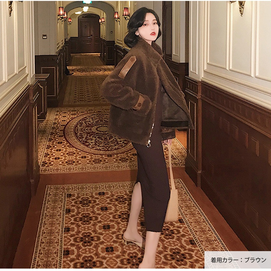 ニットワンピース スリット ロング丈 タイト 長袖 無地 リブ クロスネック シンプル セクシー 大人 可愛い 韓国風 韓流 レディース 春夏秋冬 新作 ブラック 黒 アイボリー ブラウン 茶 フリーサイズ JOCOSA 8856 送料無料 即納