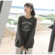 スウェット トレーナー トップス 長袖 薄手 ロゴ ゆったり ゆる ビックシルエット ワンポイント クルーネック 大人 コットン おしゃれ カジュアル シンプル 韓国ファッション レディース 春 秋 冬 新作 ダークグレー ブルー アイボリー M L JOCOSA 7149