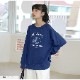 スウェット トレーナー トップス 長袖 薄手 ロゴ ゆったり ゆる ビックシルエット ワンポイント クルーネック 大人 コットン おしゃれ カジュアル シンプル 韓国ファッション レディース 春 秋 冬 新作 ダークグレー ブルー アイボリー M L JOCOSA 7149