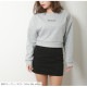 スウェット ショート丈 ロゴ トレーナー トップス 長袖 韓国ファッション ストリート レディース 秋 冬 新作 グレー グリーン ネイビー ブラウン アイボリー フリーサイズ JOCOSA 7175