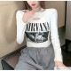 ショート丈トップス 長袖Tシャツ ロンT 穴あき へそ出し 長袖 クルーネック カットアウト カジュアル ストリート グラフィック ロゴ 韓国ファッション セクシー クール 大人 レディース 秋夏春冬 白 灰色 ホワイト グレー ブラック S M L JOCOSA 7148