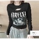 ショート丈トップス 長袖Tシャツ ロンT 穴あき へそ出し 長袖 クルーネック カットアウト カジュアル ストリート グラフィック ロゴ 韓国ファッション セクシー クール 大人 レディース 秋夏春冬 白 灰色 ホワイト グレー ブラック S M L JOCOSA 7148