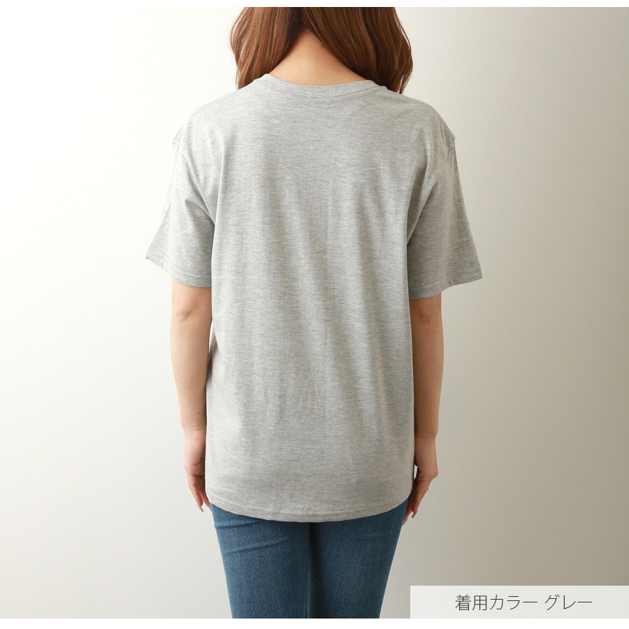 Ｔシャツ ロゴT 半袖 ミドル丈 ゆったり トップス ラウンドネック 大人っぽい シンプル レディース 春 夏 秋 新作 ホワイト グレー M L XL JOCOSA 7209