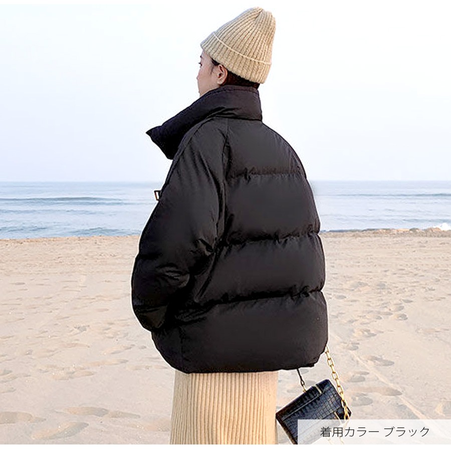 ダウン ジャケット アウター 長袖 ポケット ベルト ミディアム丈 無地 韓国ファッション 秋 冬 大人 シンプル おしゃれ かわいい レディース 新作 ブラック 黒 アイボリー グリーン 緑 パープル 紫 モカ 茶色 S M JOCOSA 8376