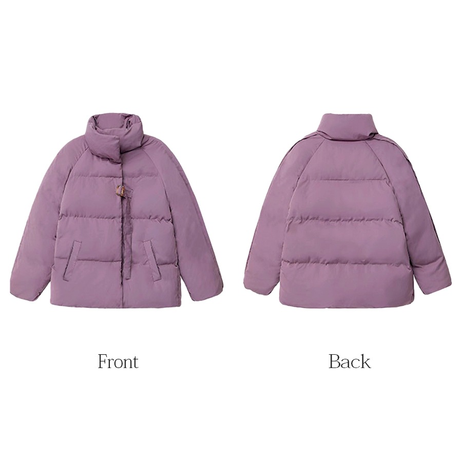 ダウン ジャケット アウター 長袖 ポケット ベルト ミディアム丈 無地 韓国ファッション 秋 冬 大人 シンプル おしゃれ かわいい レディース 新作 ブラック 黒 アイボリー グリーン 緑 パープル 紫 モカ 茶色 S M JOCOSA 8376