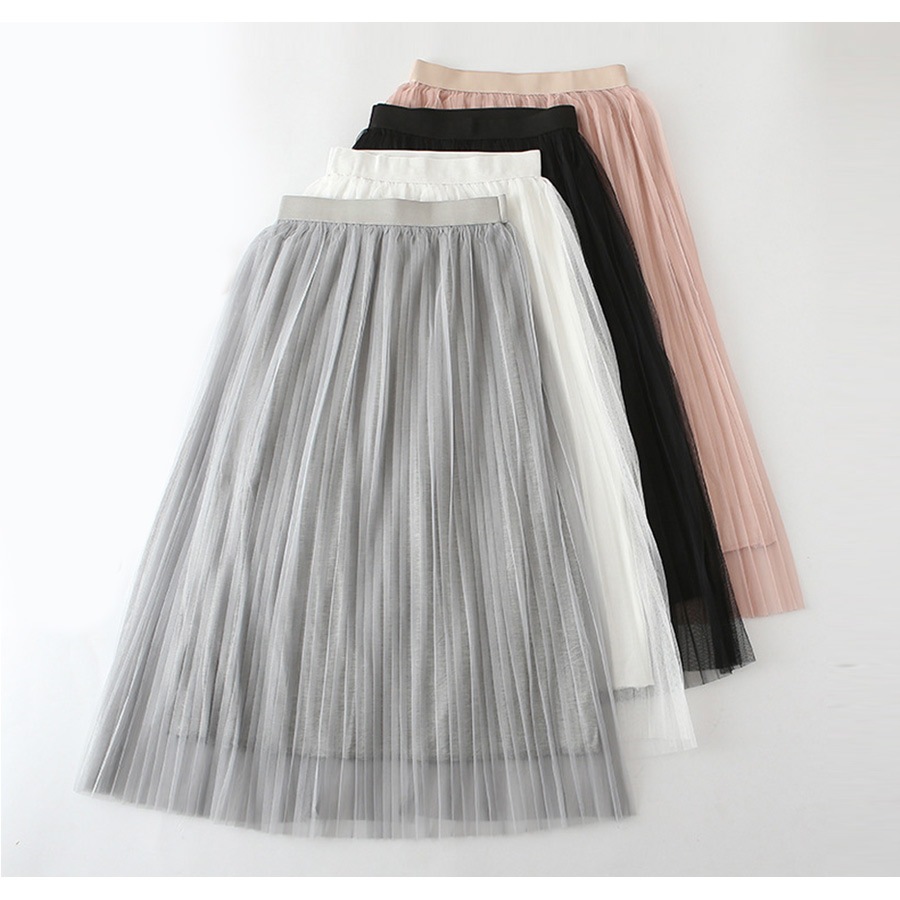 スカート ロング チュールスカート フレアスカートミモレ丈 春 夏 ボリューム ボトムス フェミニン チュールレース レイヤードシースルー エアリー ウエストゴム レディース ピンク 黒 グレー 白 ブラック ホワイト JOCOSA メール便送料無料 即納 8160