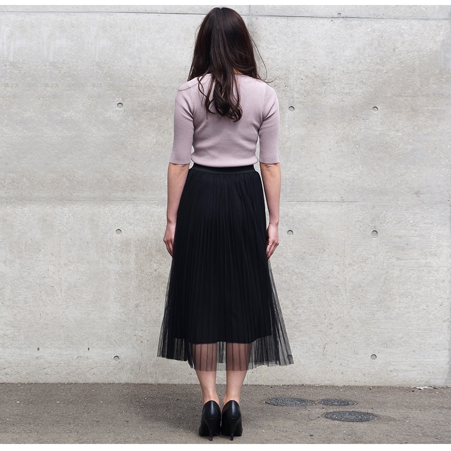 スカート ロング チュールスカート フレアスカートミモレ丈 春 夏 ボリューム ボトムス フェミニン チュールレース レイヤードシースルー エアリー ウエストゴム レディース ピンク 黒 グレー 白 ブラック ホワイト JOCOSA メール便送料無料 即納 8160