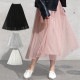 スカート ロング チュールスカート フレアスカートミモレ丈 春 夏 ボリューム ボトムス フェミニン チュールレース レイヤードシースルー エアリー ウエストゴム レディース ピンク 黒 グレー 白 ブラック ホワイト JOCOSA メール便送料無料 即納 8160