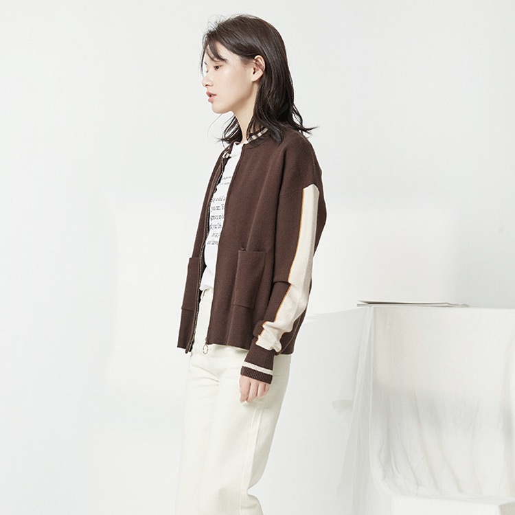 スタジャン レディース 秋 冬 リブ 長袖 カジュアル ボーイズライク デイリー グリーン ブラウン トップス JOCOSA メール便送料無料 即納 8345 あったかニット