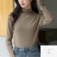 トップス シンプル 長袖 ミドル丈 クルーネック ハーフネック レディース 春 秋 冬 新作 ブラック ホワイト グレー ブルー グレージュ モカ フリーサイズ JOCOSA 7233