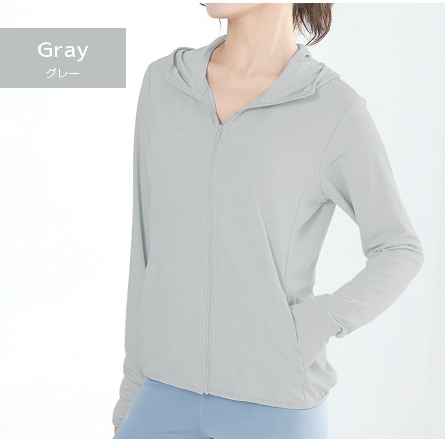 ジャージ 上着 フード付き スポーツウェア パーカー フィットネス ヨガ レディース 韓国ファッション トップス 長袖 指穴 紫外線対策 UV対策 大人 おしゃれ シンプル ジム 春 夏 秋 冬 新作 ホワイト 白 ピンク グレー 灰 ミントグリーン 緑 M L XL JOCOSA 8755