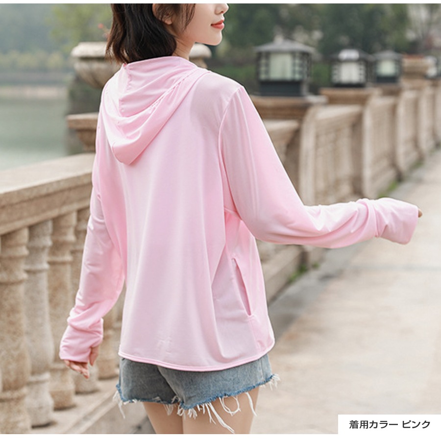 ジャージ 上着 フード付き スポーツウェア パーカー フィットネス ヨガ レディース 韓国ファッション トップス 長袖 指穴 紫外線対策 UV対策 大人 おしゃれ シンプル ジム 春 夏 秋 冬 新作 ホワイト 白 ピンク グレー 灰 ミントグリーン 緑 M L XL JOCOSA 8755