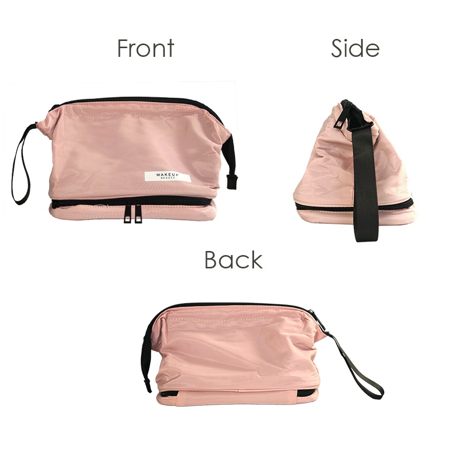 化粧ポーチ メイクポーチ トラベルポーチ 撥水 防水 大 携帯用 大容量 小物入れ 化粧品コスメ 収納 リップ メイク道具 旅行 ペンケース かわいい シンプル ワンポイント ロゴ ポケット 裏地付き 持ち運び 春夏秋冬 新作 ピンク グレー 灰 グリーン 緑 ブルー 青 JOCOSA 9040