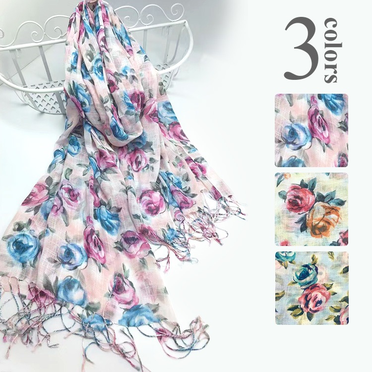 ストール 大判 花柄 薄手 春 夏 秋 韓国ファッション ショール 羽織 レディース スカーフ uv 紫外線対策 冷房対策 JOCOSA 8681