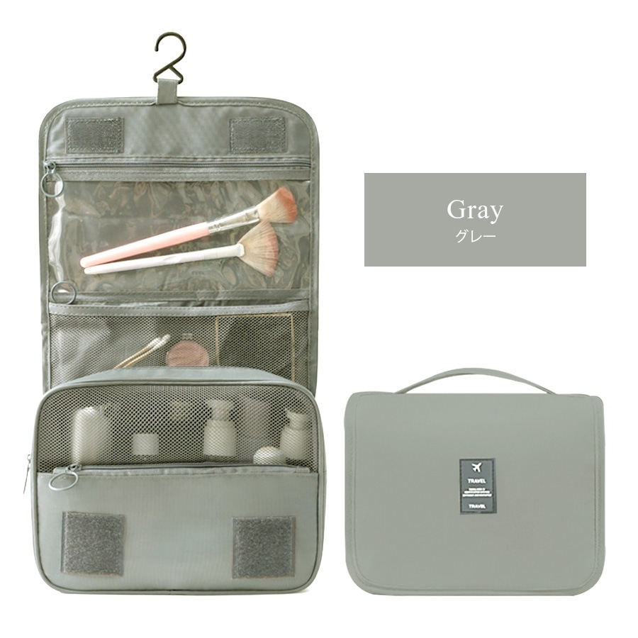 トラベルポーチ 吊り下げ 大容量 トイレタリーバッグ 化粧ポーチ 旅行用ポーチ 旅行 洗面用具 トラベルバッグ 旅行グッズ フック付き おしゃれ かわいい シンプル ワンポイント ロゴ サボテン ホワイト ピンク グレー ネイビー ブルー ベージュ JOCOSA 9039
