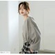 トップス ショート丈 2way ロゴ ギャザー 長袖 ラウンドネック レイヤード 重ね着 春 秋 カジュアル ストリート スポーティ セクシー シンプル 韓国ファッション 大人 レディース ブラック ホワイト グレー M L XL JOCOSA 7178