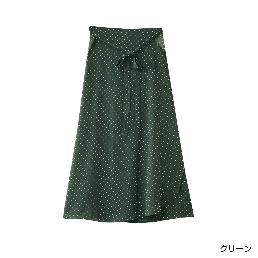 スカート ロング 巻きスカート ラップスカート ミモレ丈  春 夏 収納袋 ボトムス レイヤード ベアワンピース 2WAY 海リゾート 花柄 ドット柄 水玉 大きいサイズ レディース オレンジ グリーン ブラック マスタード イエロー ワインレッド 黒JOCOSA 8165