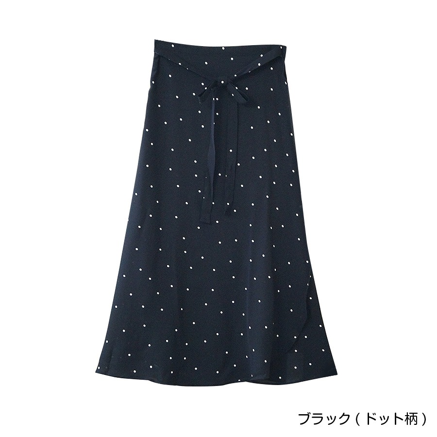 スカート ロング 巻きスカート ラップスカート ミモレ丈  春 夏 収納袋 ボトムス レイヤード ベアワンピース 2WAY 海リゾート 花柄 ドット柄 水玉 大きいサイズ レディース オレンジ グリーン ブラック マスタード イエロー ワインレッド 黒JOCOSA 8165