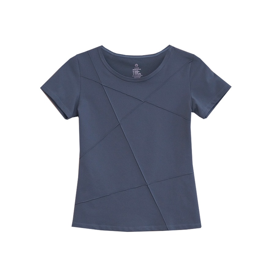 スポーツウェア レディース Tシャツ ライン 切替 トップス ランニングウェア トレーニング フィットネス ヨガ ピラティス ジム 伸縮 速乾 韓国 韓流 S M L 上品 大人 おしゃれ かわいい グリーン 緑 ブラウン 茶 ブラック 黒 グレー JOCOSA 8722 送料無料 即納