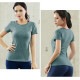 スポーツウェア レディース Tシャツ ライン 切替 トップス ランニングウェア トレーニング フィットネス ヨガ ピラティス ジム 伸縮 速乾 韓国 韓流 S M L 上品 大人 おしゃれ かわいい グリーン 緑 ブラウン 茶 ブラック 黒 グレー JOCOSA 8722 送料無料 即納