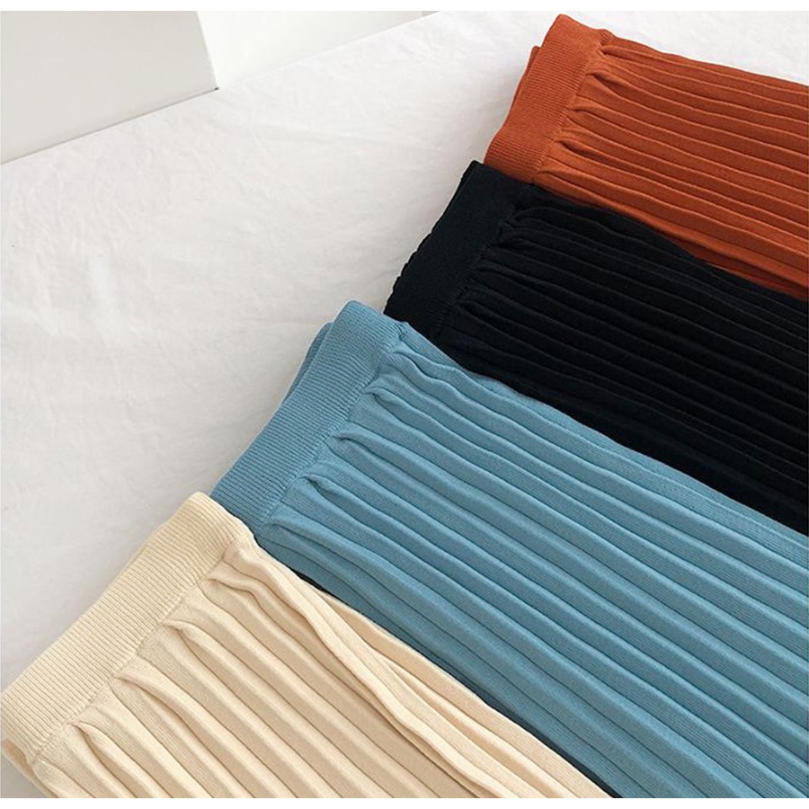 スカート ロング ニット プリーツカート 春 夏 秋 冬 ボトムス ウエストゴム レディース 黒 ベージュ ブルー ブラック オレンジJOCOSA 8169 送料無料 即納