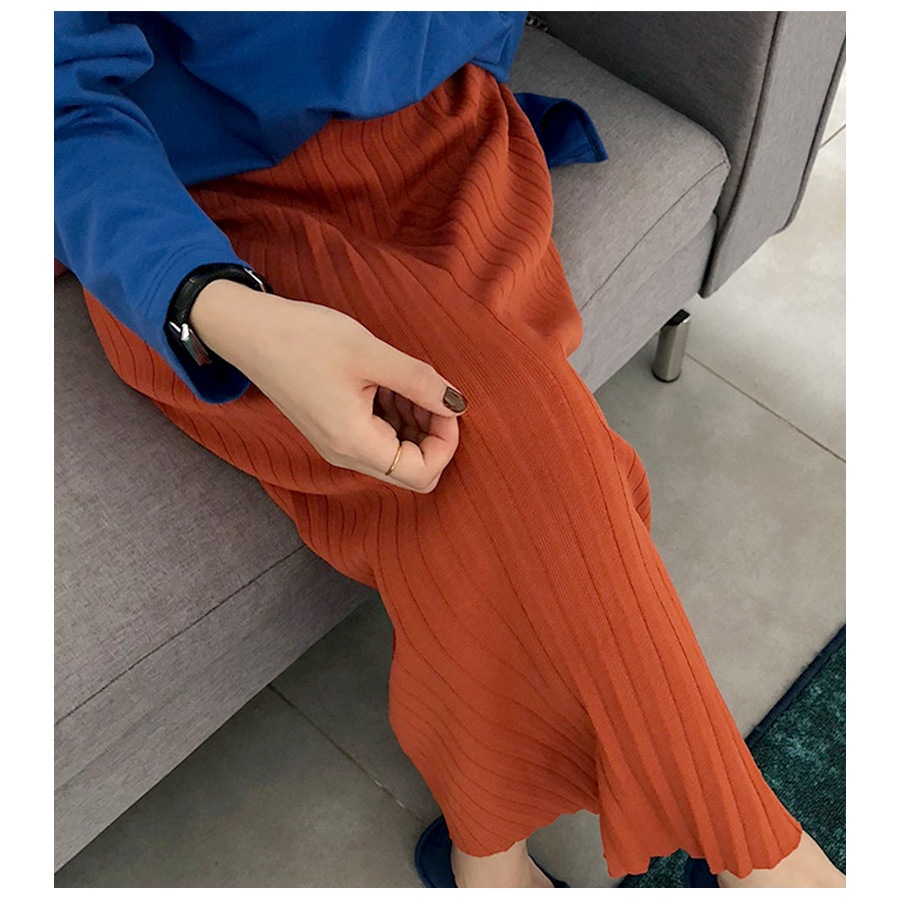 スカート ロング ニット プリーツカート 春 夏 秋 冬 ボトムス ウエストゴム レディース 黒 ベージュ ブルー ブラック オレンジJOCOSA 8169 送料無料 即納