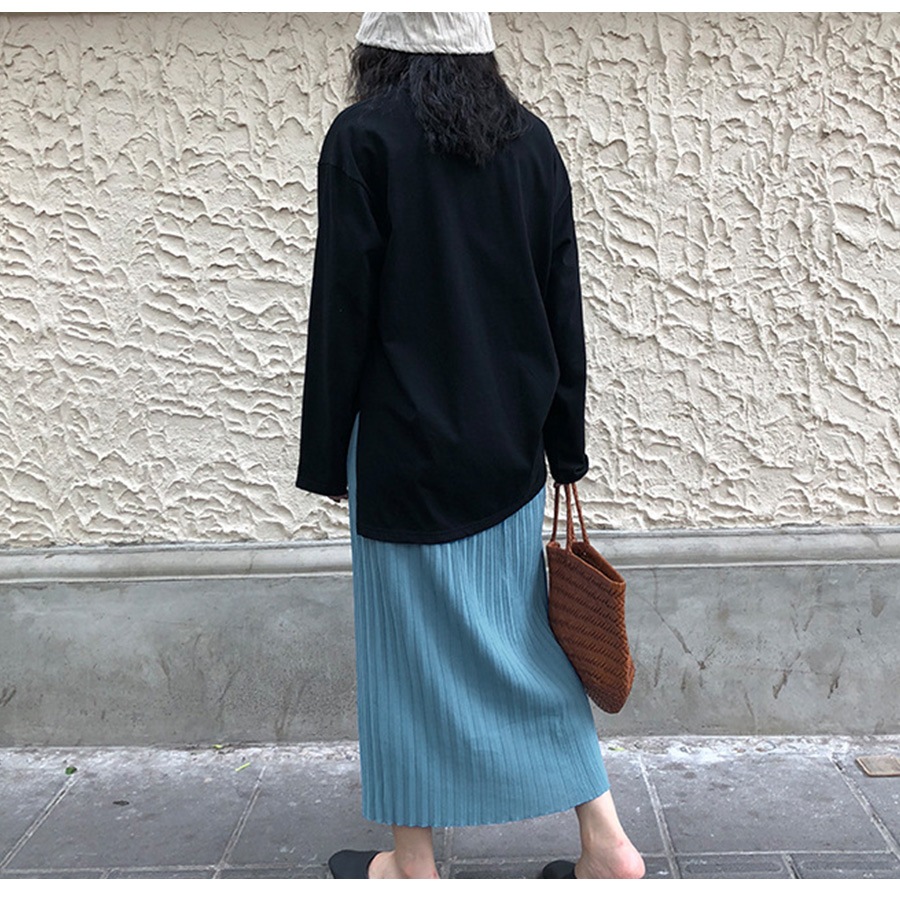 スカート ロング ニット プリーツカート 春 夏 秋 冬 ボトムス ウエストゴム レディース 黒 ベージュ ブルー ブラック オレンジJOCOSA 8169 送料無料 即納