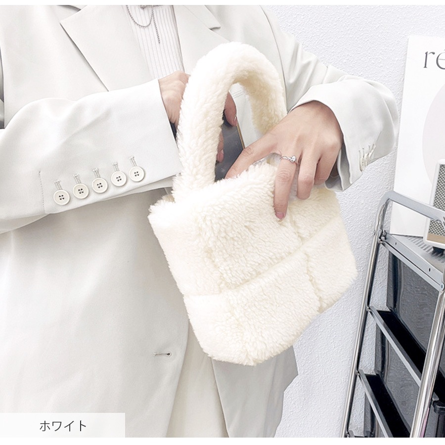 ミニバッグ ボア ハンドバック  ファーバッグ 韓国ファッション カジュアル コンパクト レディース 秋 冬 新作 ホワイト ピンク ラベンダー ブラウン フリーサイズ JOCOSA 9426