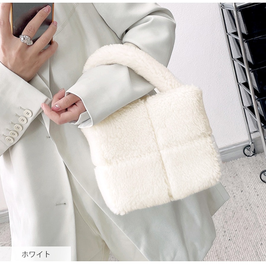 ミニバッグ ボア ハンドバック  ファーバッグ 韓国ファッション カジュアル コンパクト レディース 秋 冬 新作 ホワイト ピンク ラベンダー ブラウン フリーサイズ JOCOSA 9426