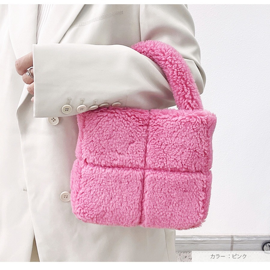 ミニバッグ ボア ハンドバック  ファーバッグ 韓国ファッション カジュアル コンパクト レディース 秋 冬 新作 ホワイト ピンク ラベンダー ブラウン フリーサイズ JOCOSA 9426