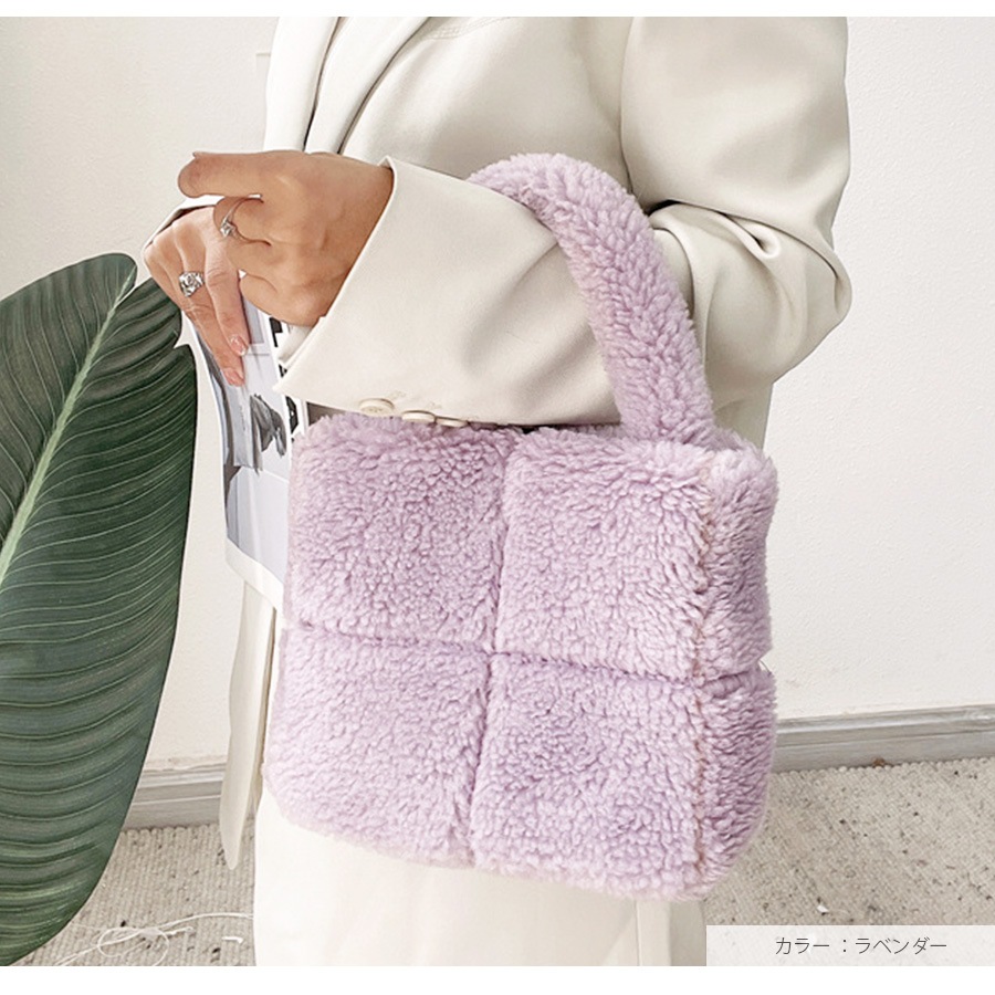 ミニバッグ ボア ハンドバック  ファーバッグ 韓国ファッション カジュアル コンパクト レディース 秋 冬 新作 ホワイト ピンク ラベンダー ブラウン フリーサイズ JOCOSA 9426