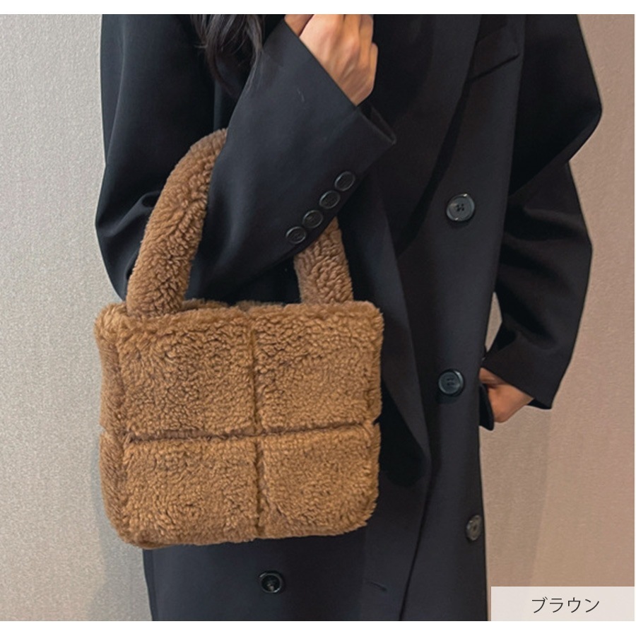 ミニバッグ ボア ハンドバック  ファーバッグ 韓国ファッション カジュアル コンパクト レディース 秋 冬 新作 ホワイト ピンク ラベンダー ブラウン フリーサイズ JOCOSA 9426