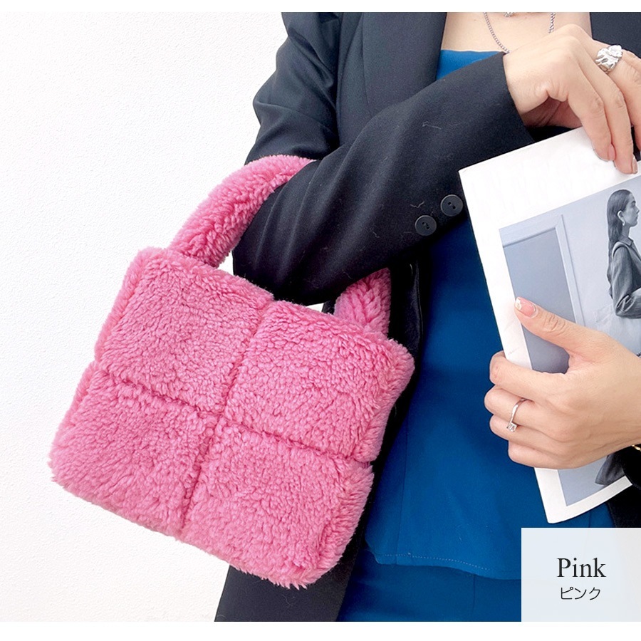 ミニバッグ ボア ハンドバック  ファーバッグ 韓国ファッション カジュアル コンパクト レディース 秋 冬 新作 ホワイト ピンク ラベンダー ブラウン フリーサイズ JOCOSA 9426