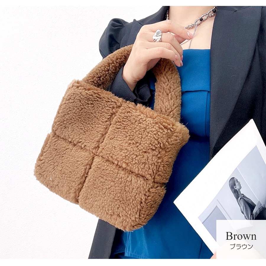 ミニバッグ ボア ハンドバック  ファーバッグ 韓国ファッション カジュアル コンパクト レディース 秋 冬 新作 ホワイト ピンク ラベンダー ブラウン フリーサイズ JOCOSA 9426