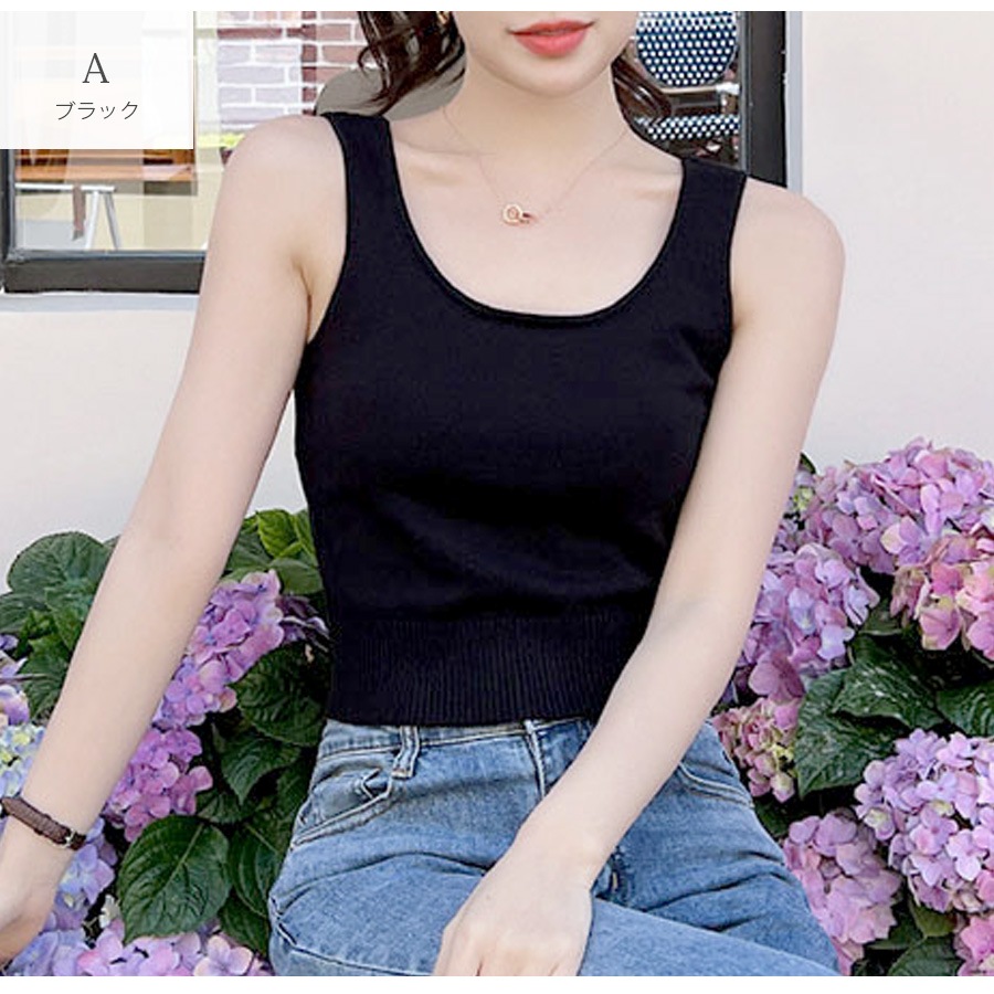 Nodress トップス　ブラックタンクトップ Camphor wood タンクトップ sleeve less semi-sheer tops / セミシアー