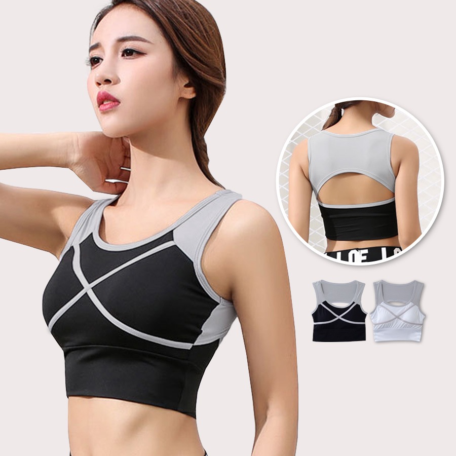 スポーツブラ スポーツウェア レディース ライン クロス 切替 ツートン バイカラー スポブラ ブラトップ インナー 下着 カップ付きセクシー ランニングウェア フィットネス アンダーウェア ヨガ ジム 春 夏 秋 冬 ブラック 黒 ホワイト 白 JOCOSA 8724 送料無料 即納