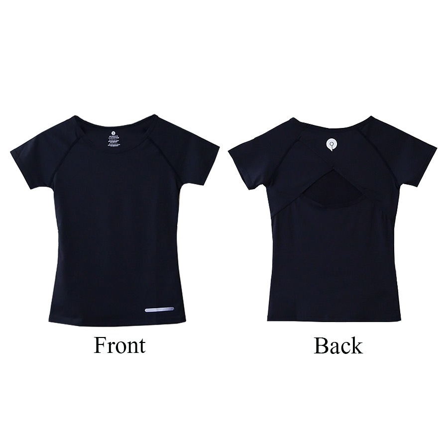 Tシャツ スポーツウェア レディース 春夏秋冬 新作 トップス 半袖 背中見せ ワンポイントロゴ 肌見せ タイト 伸縮 速乾 カジュアル スポーティー ランニング トレーニング フィットネス ヨガ ピラティス ジム 韓国風 韓流 ホワイト 白 ブラック 黒 SMLXL JOCOSA 8725