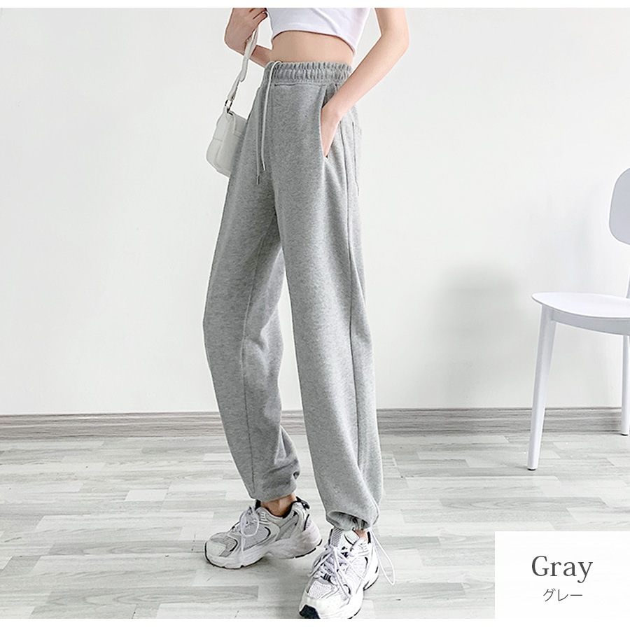 ジョガーパンツ 薄手 ワイドパンツ カジュアル ストリート ルームウェア 韓国ファッション レディース 春 夏 秋 ブラック ホワイト グレー M L XL JOCOSA 9117