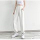 ジョガーパンツ 薄手 ワイドパンツ カジュアル ストリート ルームウェア 韓国ファッション レディース 春 夏 秋 ブラック ホワイト グレー M L XL JOCOSA 9117