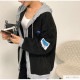 アウター パーカー 長袖 ボア フード付き ZIP ロゴタグ もこもこ 春 秋 冬 新作 ブラック ホワイト S M L XL JOCOSA 9311